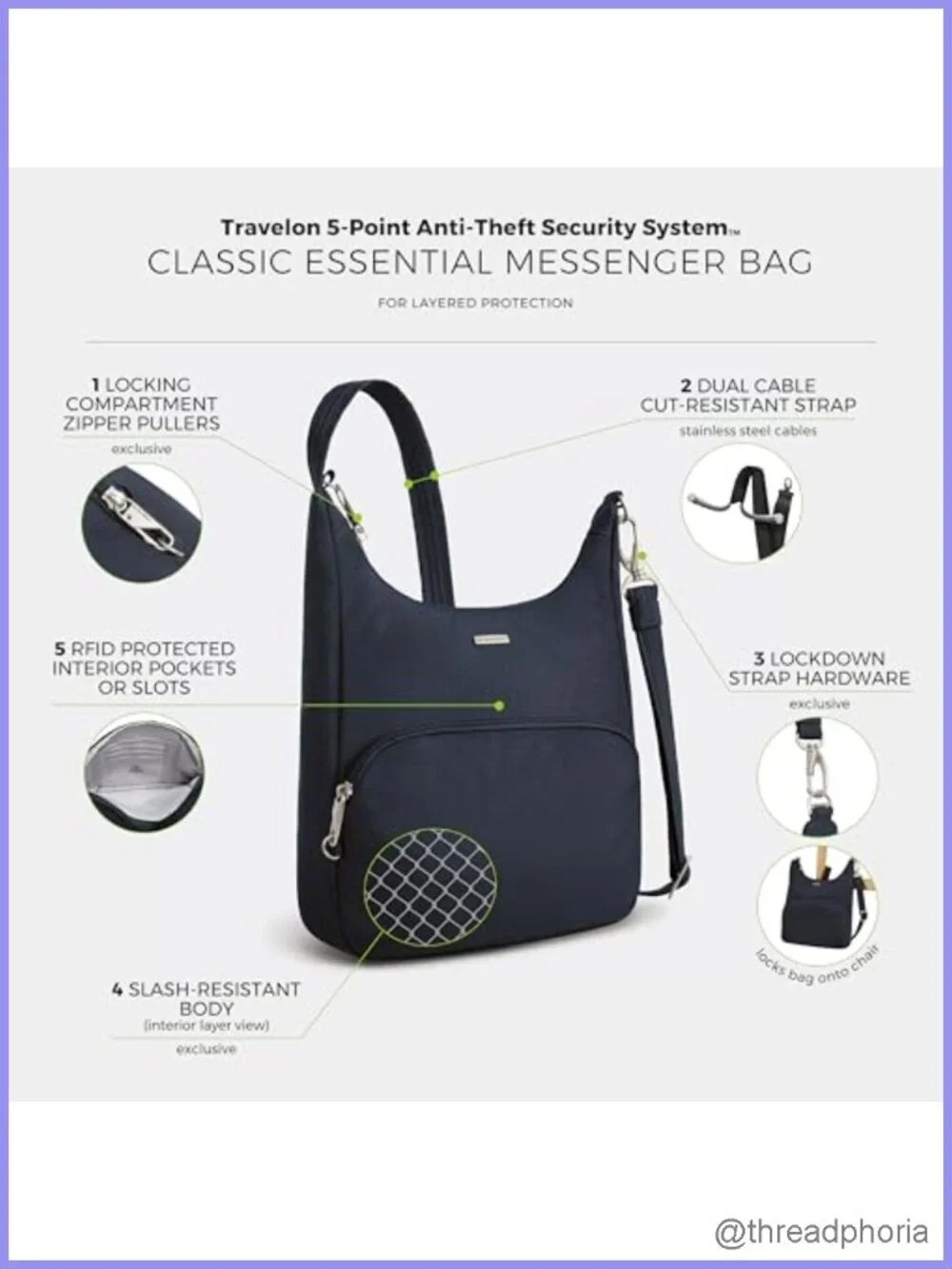 Anti-Theft Essential Messenger Bag Lightweight Travel Crossbody